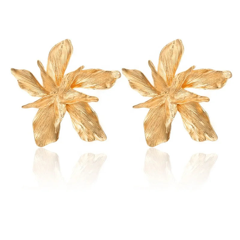 Fashion Big Flower Dangle Drop Earrings for Women Ladies Statement Pendant Earrings