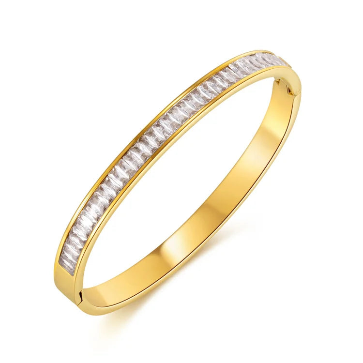 Fashion Fine Gold Plated Bangle Stainless Steel Zircon Bangle Jewelry