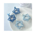 925 Silver Needle Blue Hollow Star Drop Earrings Personality Geometric Five-pointed Small Heart Shape Stud Earrings for Women