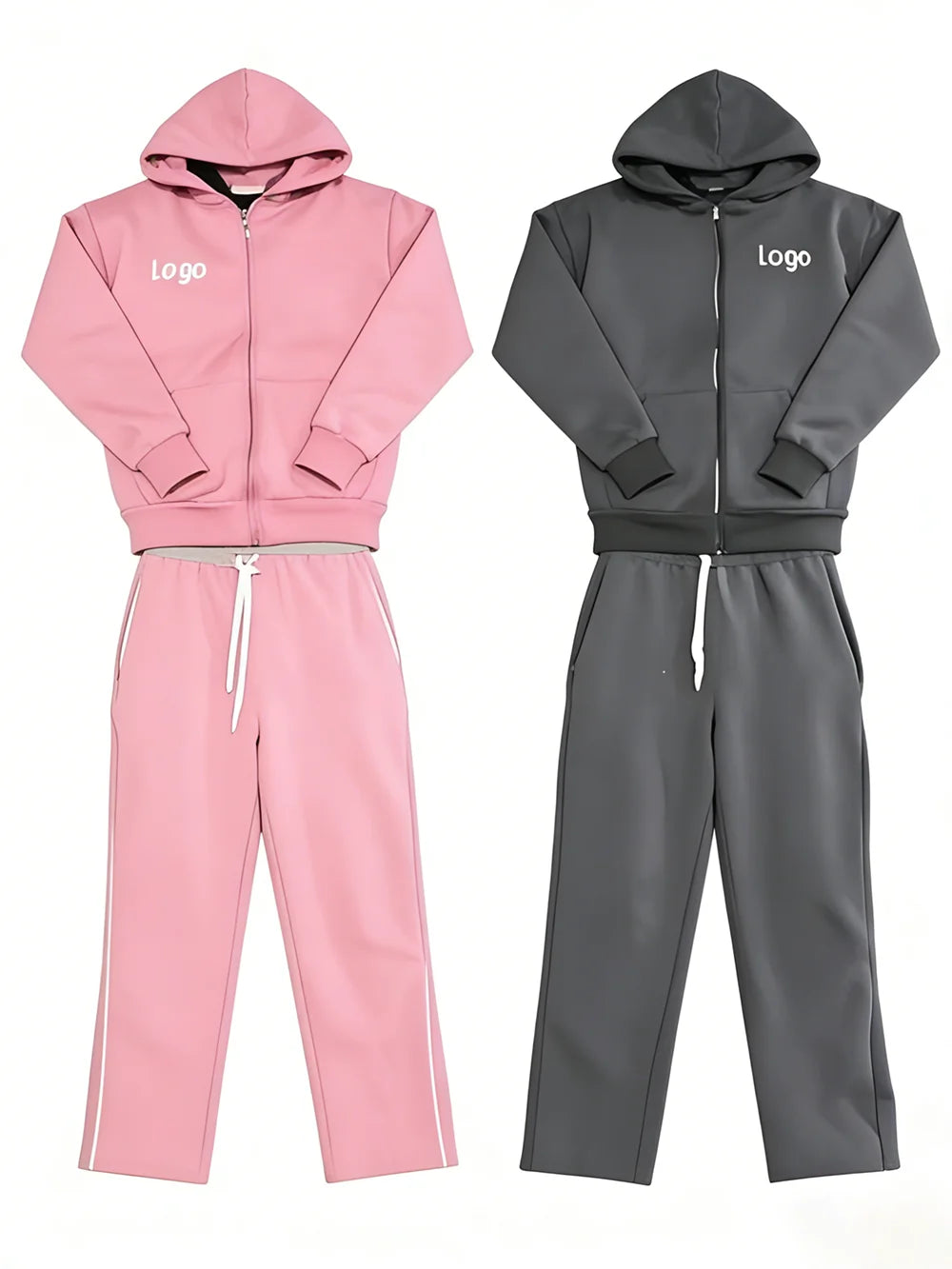 Men's Vintage Zip-up Hoodie & Flared Pants | Stacked Sweatpants 2 Piece Set | Straight Leg Casual Jogging Suit