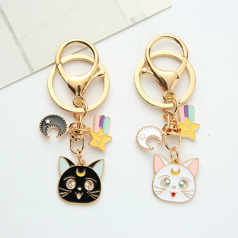 Cartoon Cute Princess Moon Luna Cat Zinc Alloy Metal Key Chain Carabiner Key Ring Car Key Pendant Promotional Gift Wholesale