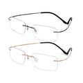 Wholesale 8160 Men's Rectangle Ultra-Light Titanium Gold Glasses Anti-Blue Light Flat Diamond Rimless Design Classic Plus Retro