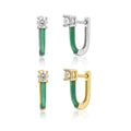 EH1199 Summer Fashion 925 Sterling Silver Neon Green Enamel Mini Small Huggie Fluorescent Hoop Earrings for Women Fine Jewelry