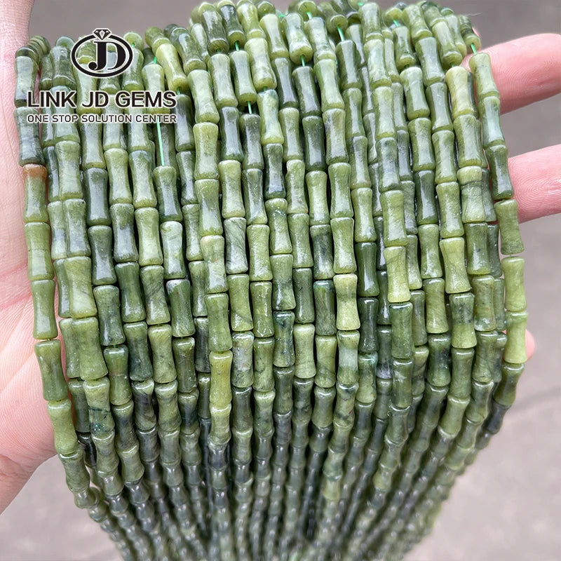 JD GEMS Wholesale 5*12mmm Loose Spacer Beads Multi Color Choice Natural Jade Bamboo Joint Shape Beads for Jewelry Making