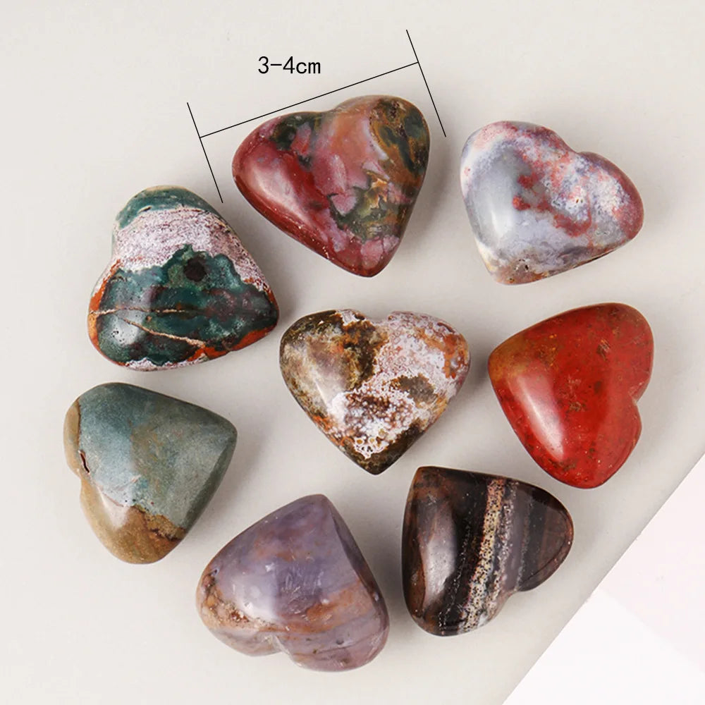 3-4cm Natural Pocket Worry Crystal Stone Feng Shui Heart Shaped Tower Polished with Laser Printing for Jewelry Making Home Decor