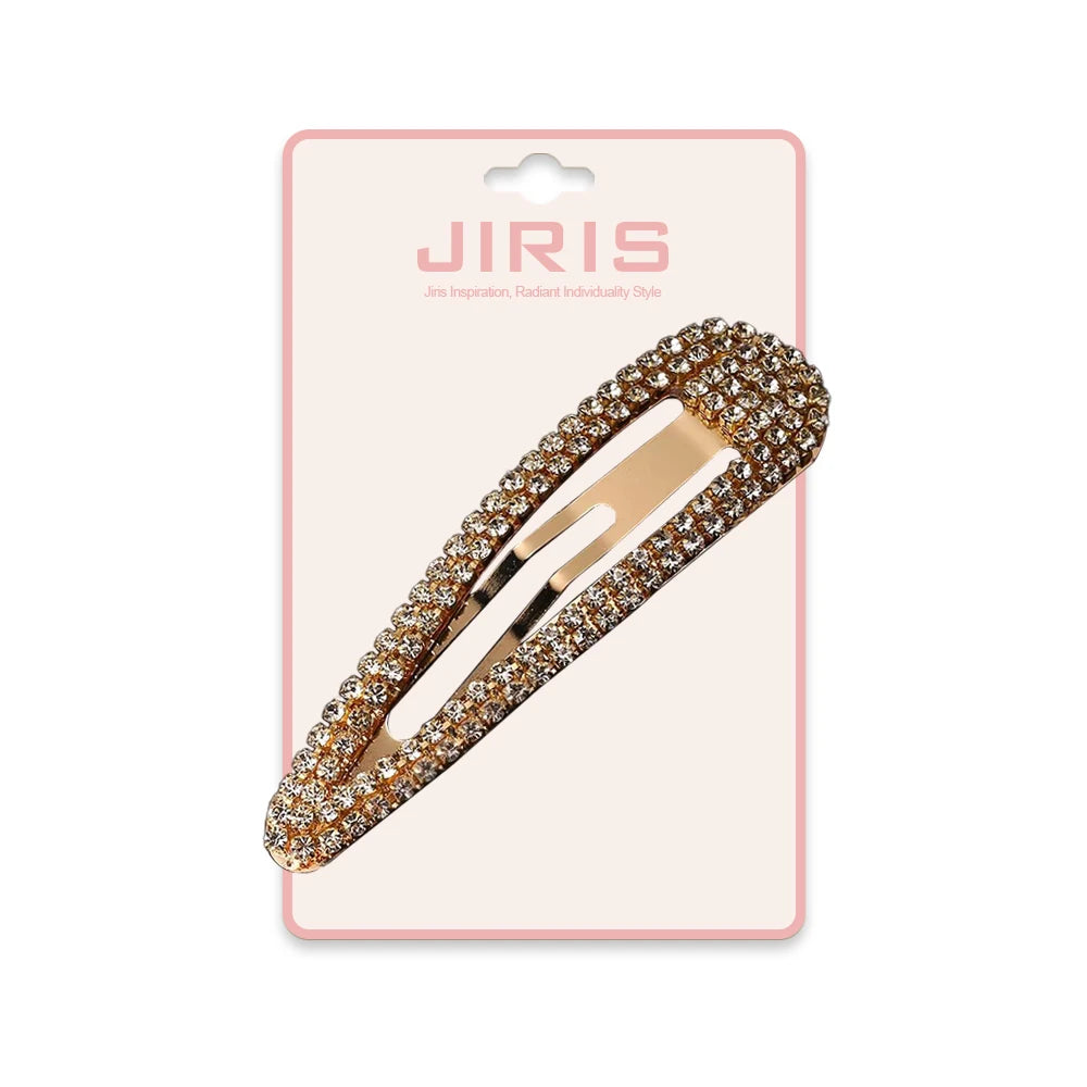 JIRIS Korean Ins Square Waterdrop Full Rhinestone Hair Clip Geometric Crystal BB Barrette Hairpins