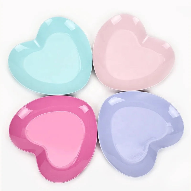 Stainless Steel 4 Colors Heart Shape Desktop Storage Tray Nail Tool Storage Trays Jewelry Makeup Palette Nail Art Tools