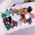 Natural Stone Crystal Leaf Pendant Crystal Rose Quartz Heart Agate Pendant Necklace Gemstone Jewelry