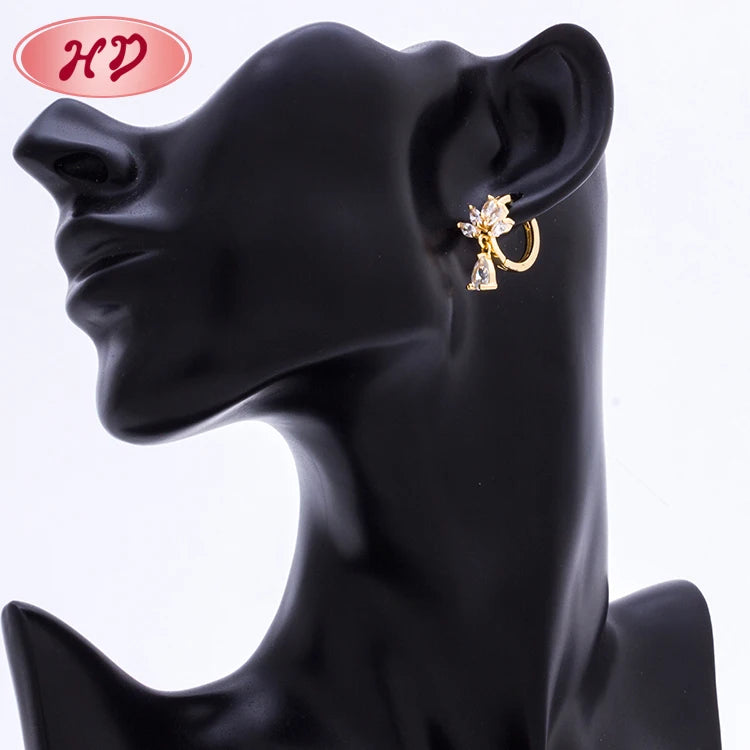 New Design Popular Jewelry Gold Plating Cz Hoop Huggie Earrings