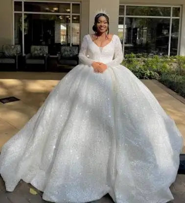 S6549F Drop Shipping High -quality Hot -selling Tail White Girls Long Sleeve Party Dresses Women Long Wedding