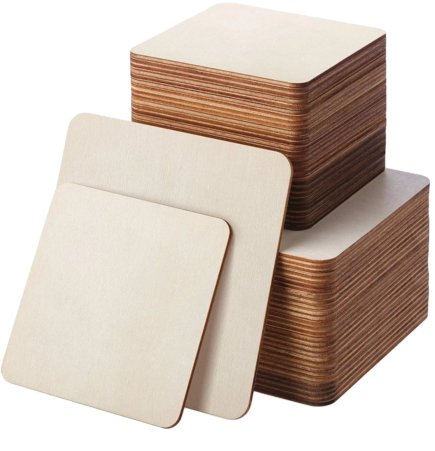 Tailai Unfinished Wood Pieces Blank Squares Wood Pieces for DIY Crafts Projects