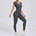 Female Casual Women Custom Clothing Summer Solid Color Zipper Short Sleeve Jumpsuit Bodysuits Women One Piece Jumpsuits