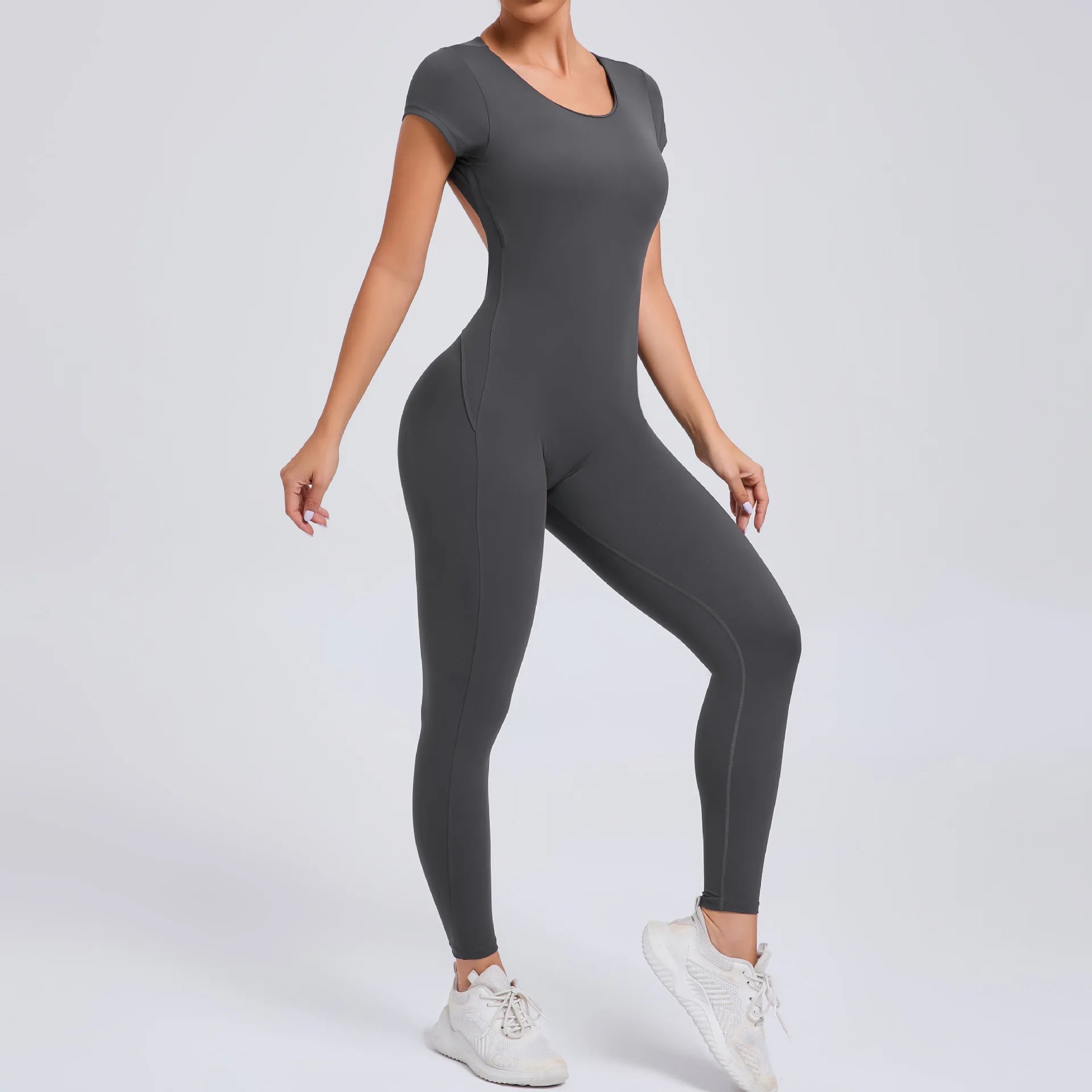 Female Casual Women Custom Clothing Summer Solid Color Zipper Short Sleeve Jumpsuit Bodysuits Women One Piece Jumpsuits