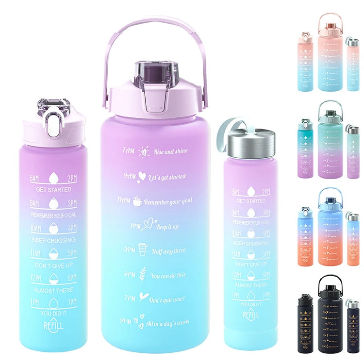 Wholesale Price Cheap 3 in 1 Fancy Drink Bottle Sport Plastic Motivational Water Bottle with Phone Holder for School