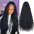 Boho Box Braids Pre-Looped Hippie Synthetic Crochet Hair with Curly Ends Crochet Braiding Hair in Bohemian Style