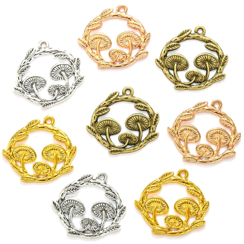 4 Color Garden Mushrooms Charms Alloy for Earring Necklace Pendants DIY Handmade Jewelry Accessories Making 26*24mm K37