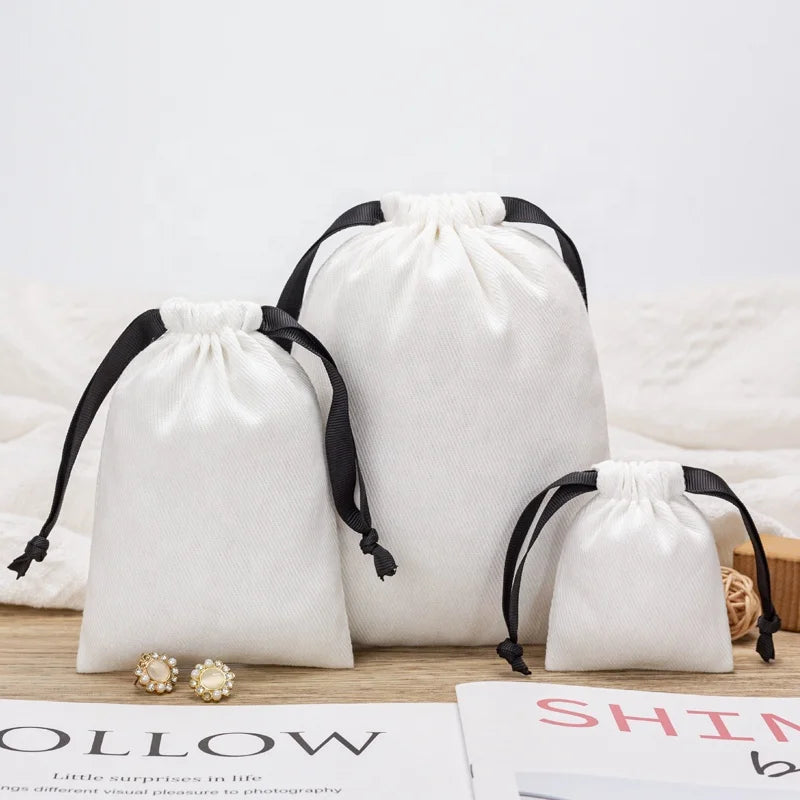 Recyclable Custom Logo 100% Cotton Twill New Design White Organic Cotton Bag for Cosmetic and Gifts Watch