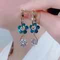 Trendy Purple Crystal Flower Earrings Amethyst Diamond Pendant Earring Charm Zircon Earring for Woman Party Gift