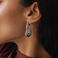 New Arrival Minimalist Chic Design Stainless Steel Earring Women Two Tone Chunky Earrings