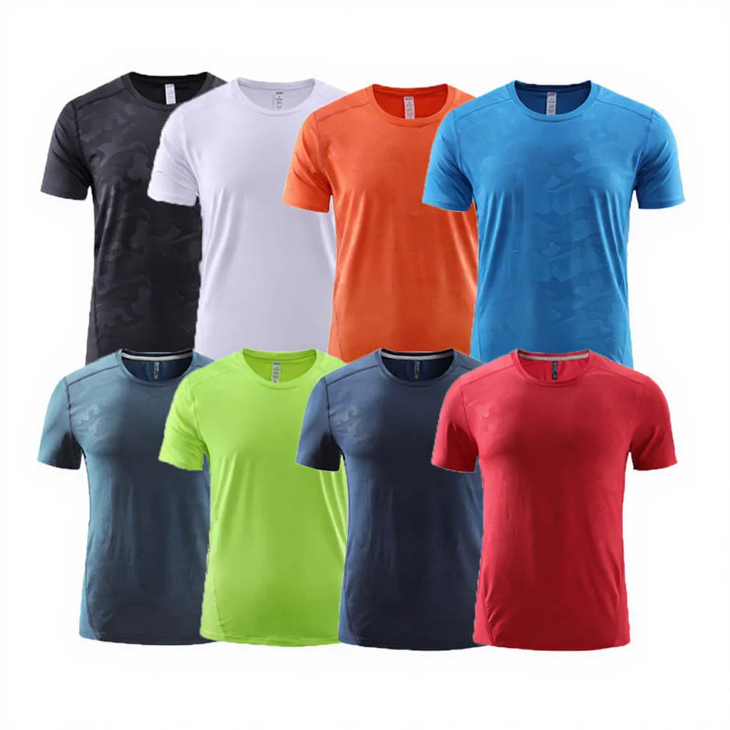 Custom Logo Printed 140GSM O Neck Short Sleeve Quick-Dry Men's Sporty Style T Shirts Knitted Fabric with Blank Design