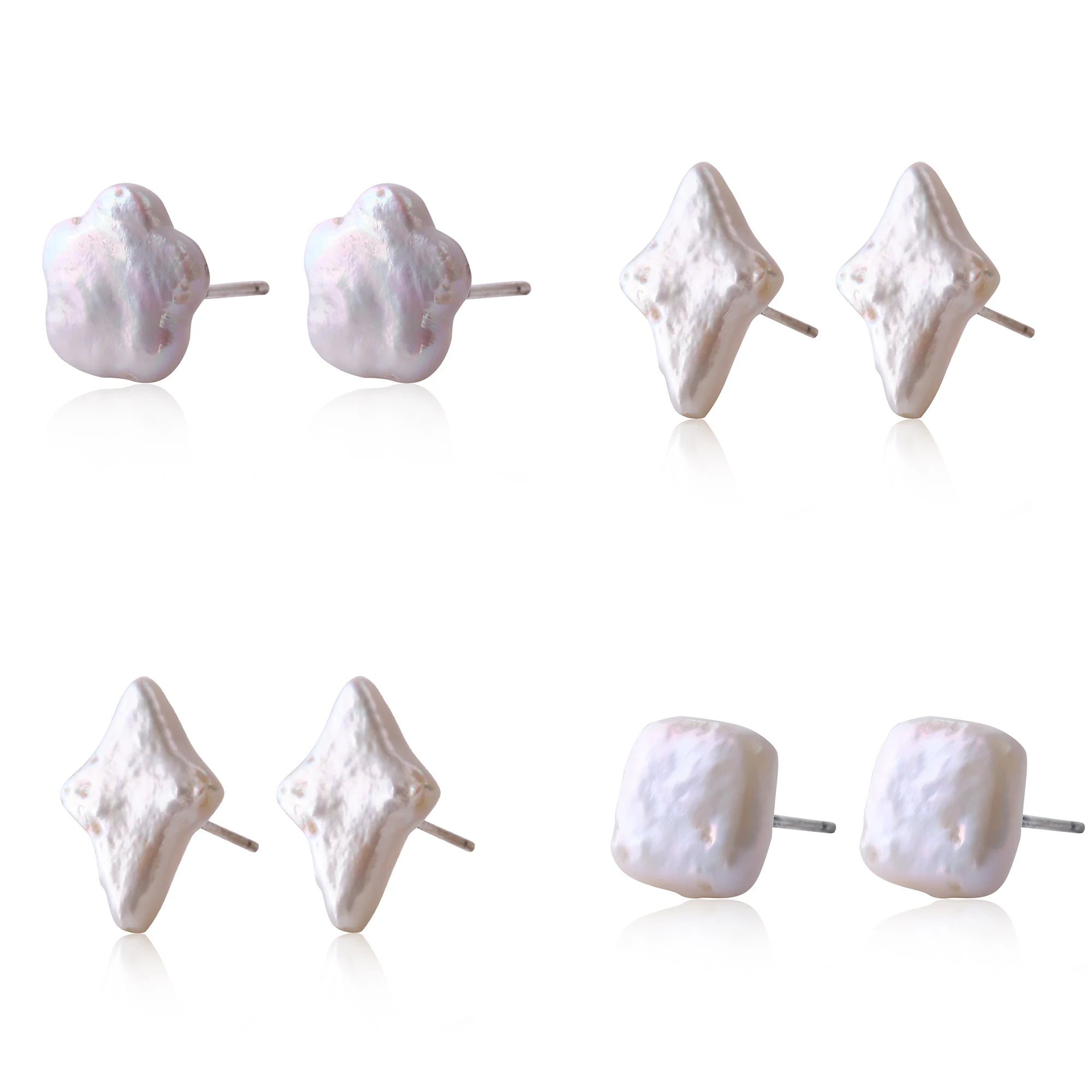 Hot Selling Freshwater Pearl Earrings Women Jewelry Stud Set Grade White Pearl Silver/Gold Plated