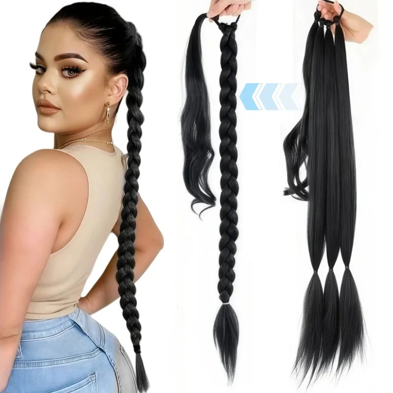 30Inch 150g European and American Winding Ponytail Extension Twist Braid DIY Elastic Braiding Ponytail Extensions