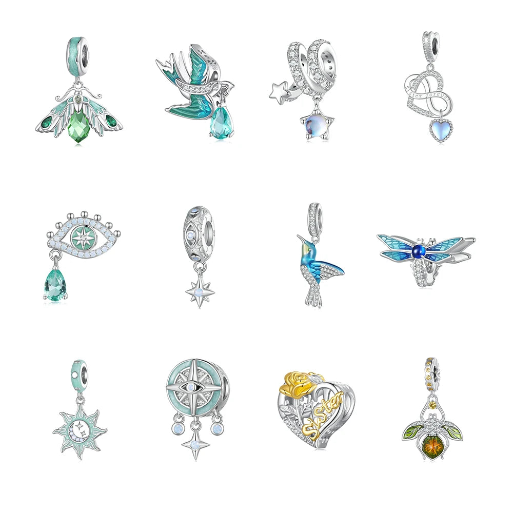 New Arrival 925 Sterling Silver Sisters Pendant - Colorful Cubic Zirconia Interchangeable Charm for Necklace & Bracelet