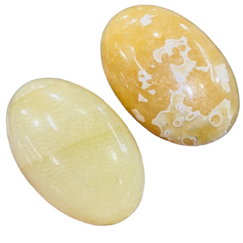 Wholesale hand crafted natural crystal fengshui healing stone orange calcite palm stone