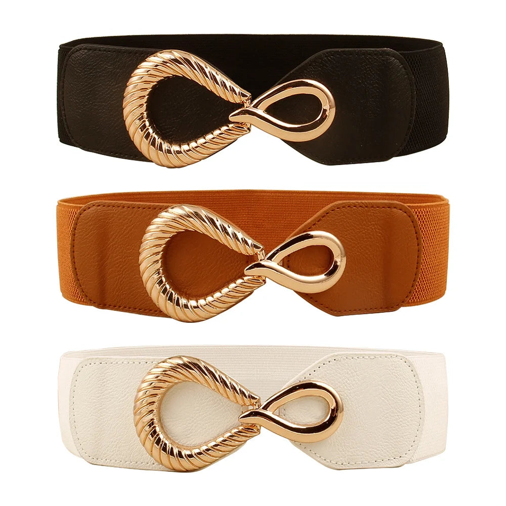 New Arrivals Girdle Waist Women's Belt Dainty Fashion Elegant PU Leather Elastic Waist Sealing Belts with Metal Buckle