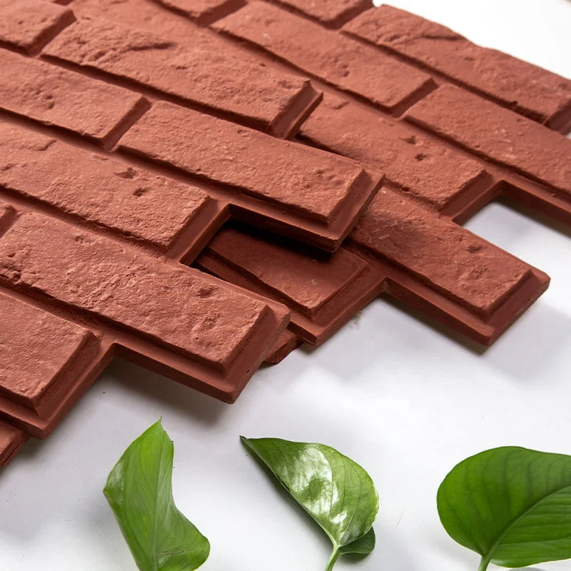 Waterproof 3D Industrial Design Plastic PU Brick Wallpanel Exterior Interior Decorative Wall Cladding Big Slab Stone Form Houses