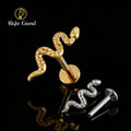 Right Grand ASTM F136 Titanium Implant Grade Internal Thread Snake Labret Tragus Piercings