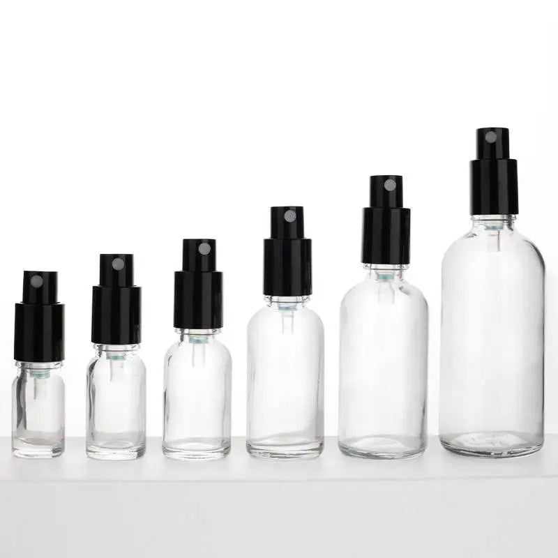 5ml 10ml 15ml 20ml 30ml 50ml 100ml Cosmetic Transparent Essential Oil Spray Glass Bottles with Screen Printing and Dropper Cap