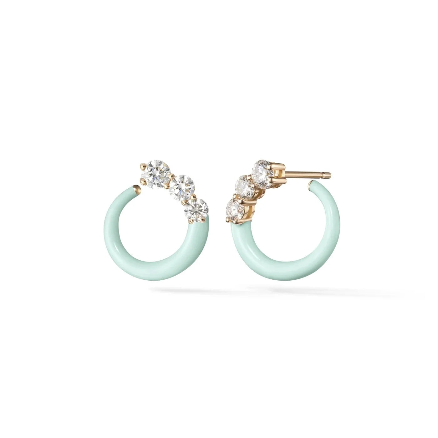 LOZRUNVE New Design 925 Sterling Silver Fashion 18k Gold Plated Enamel Stud Earrings Jewelry