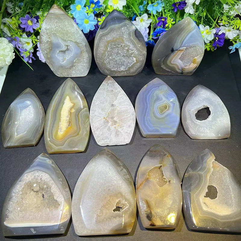 Wholesale Natural Grey Agate Ornament Crystal Quartz Ornament for Sale