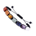 Colorful Chakra Bracelet for Women Jewelry Handwoven Adjustable Yoga Meditation Irregular Stone Healing Bracelet