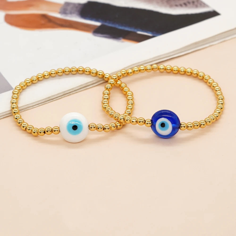 Go2boho Turkish Charm Big Evil Eye Beaded Bracelet Women Pulsera Jewelry Fashion Handmade Boho Fine Gold Plated Beads Bracelets