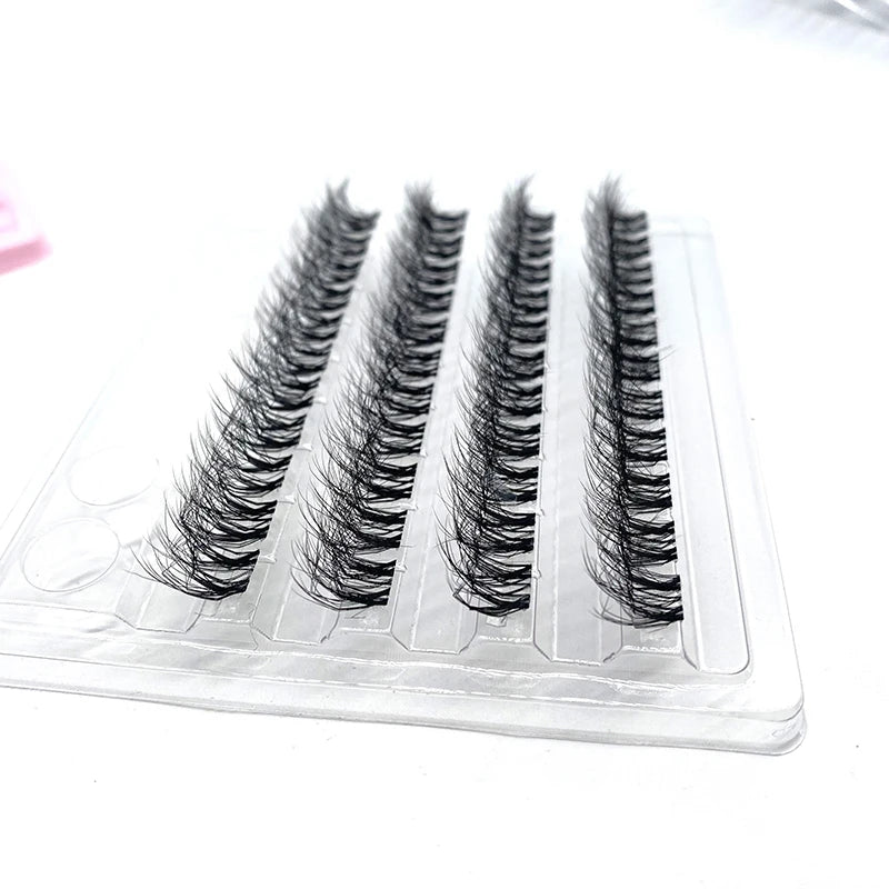 Private Label DIY Eyelash Extensions Kit Cluster Lashes with 15mm Length Synthetic Faux Mink Natural Soft and Thick CC Curl