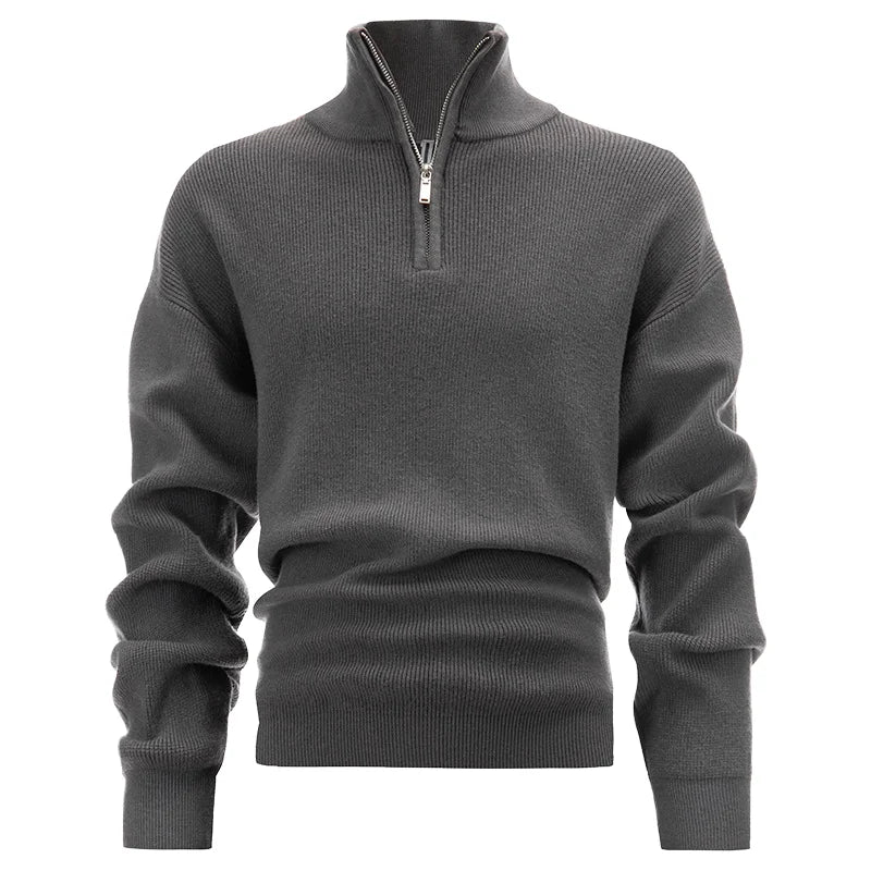 Men's New   Men's Warm Winter Woolen Sweater Breathable Knitted Outerwear Thick Half Height Zipper Collar for Spring