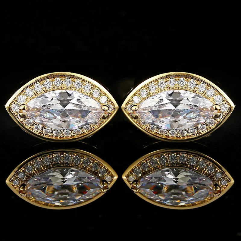 Men's Creative Eye Styling French Shirt Cufflinks Copper Crystal Zircon Engagement Wedding Anniversary Party Gift Luxury