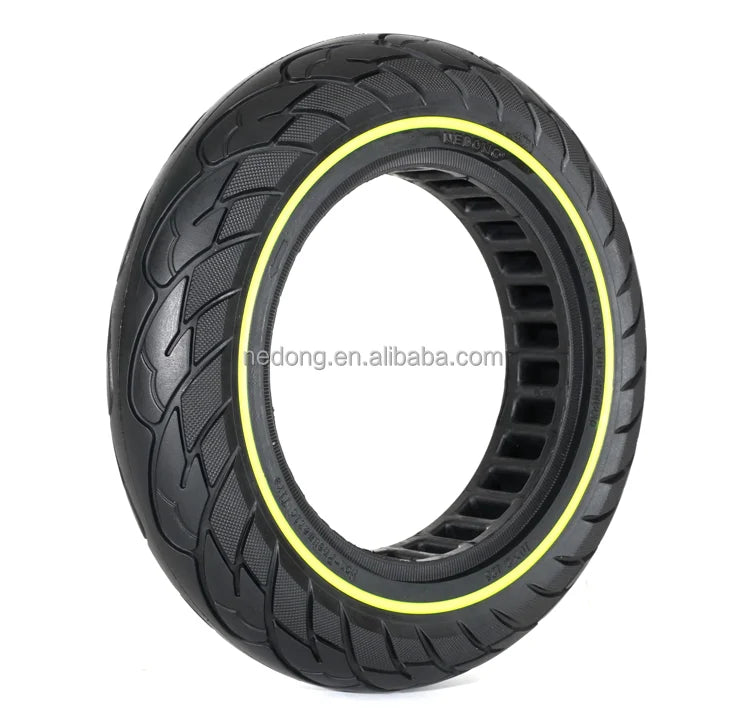 Nedong Puncture Resistant Fat Tire 10x2.5 Fluorescent Green Color Lighting at Night Tires for Ninebot Max G30