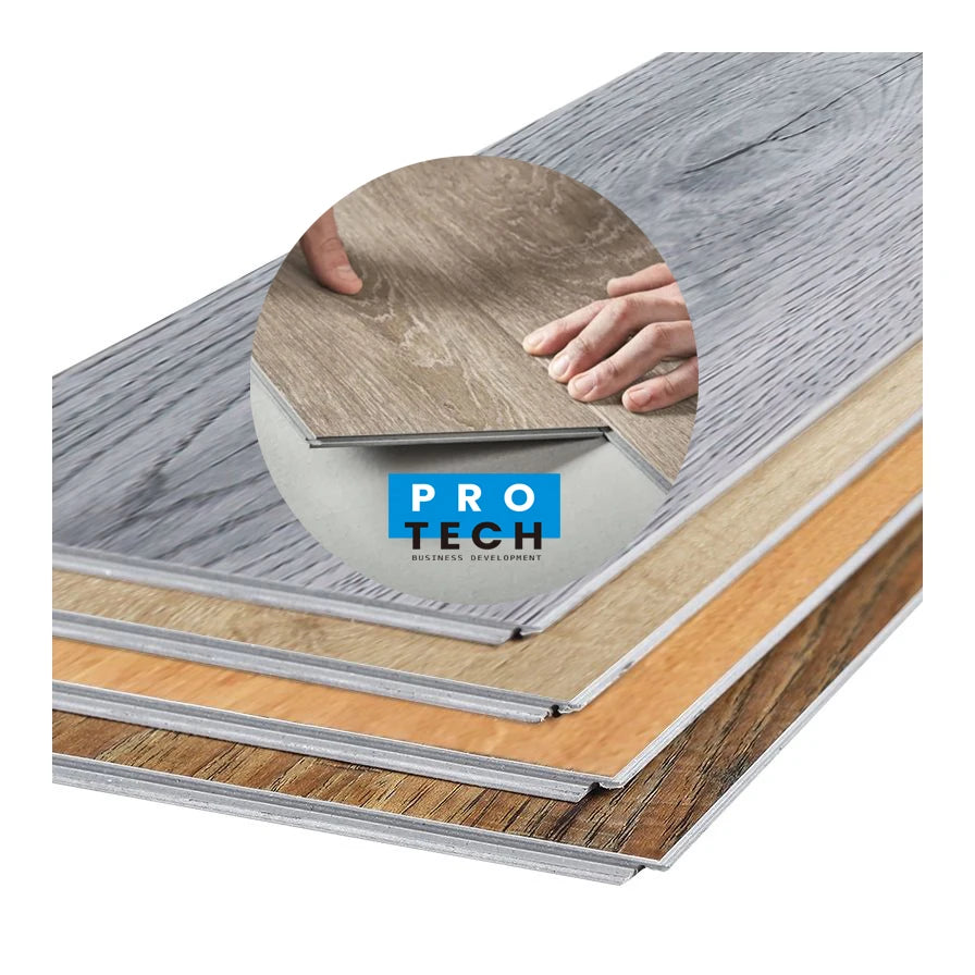 4mm Best New 100% Virgin Fireproof Lvt Pvc Rigid Core Vinyl Plank Waterproof Unilin Click Lock Interlocking Tiles Spc Flooring