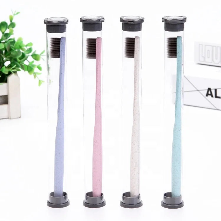 Factory Price Toothbrush Wheat Straw Handle Bamboo Soft-bristle Dental Health Protection Oral Care Whitening Adults Tooth Brush