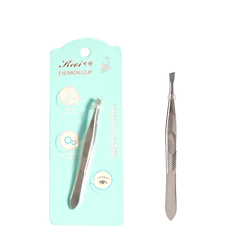 2024 OEM  High Quality Personalized Stainless Steel Slant Silver Brow Tweezers Guangzhou Cosmetic Tools Eyebrow Tweezers