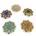 Women's Gold Rhinestone Crystal Wedding Brooch Colorful Flat-Back Design Alloy Jewelry for Invitations and Gifts