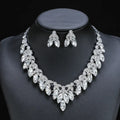 Rhinestone Beaded Crystal Statement Necklace Dangle Earrings Women's Wedding Jewelry Set for Bridal