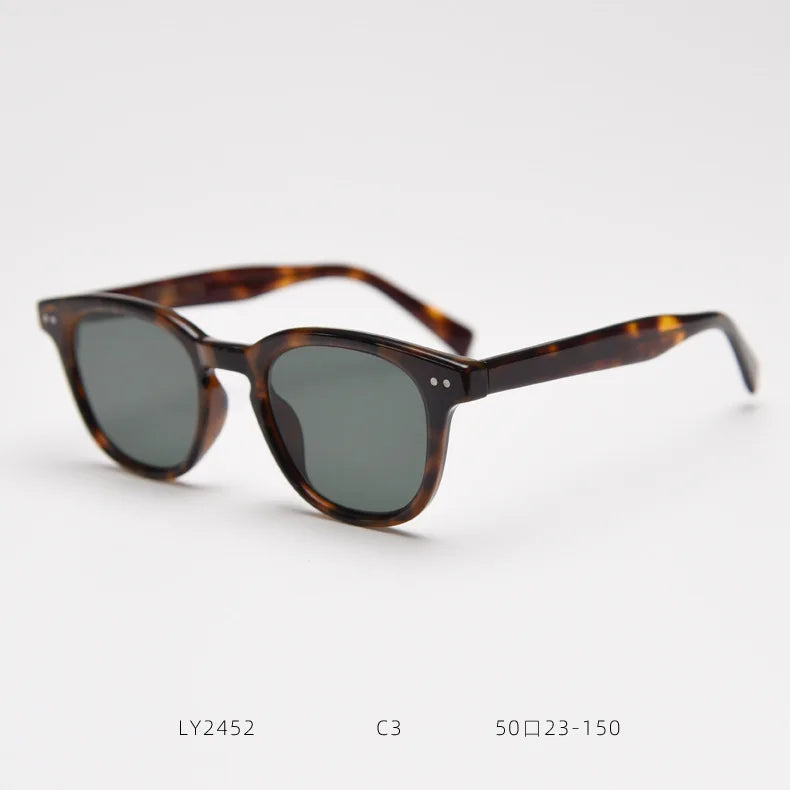 2026 Unisex Retro Artsy Sunglasses TR90 Frame Acetate Temple Nylon Lens with Rivet Accents Street Fashion Eyewear