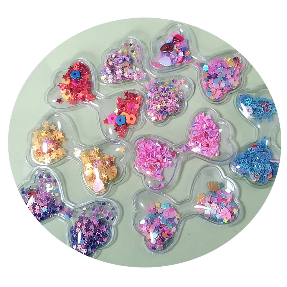 Fruit Strawberry Acrylic PVC Shakers With Sequins Quicksand for Phone Case Decoration DIY Hair Bow Accessories