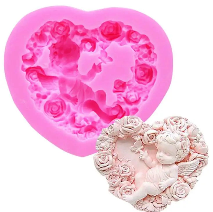 HY 3d Angels Fairy Silicone Mold Cake Mold Decoration Handmade Soap Fudge Molds