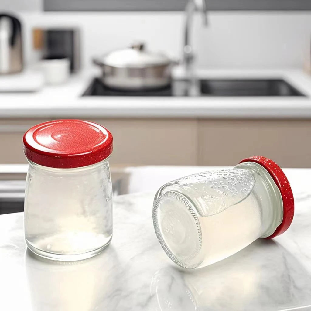 Round Glass Jars 50ml/75ml for Pudding Yogurt Milk Jam Colored Tinplate Lids for Packaging Food Jelly Food with Screw Cap MegaBDM
