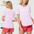 Casual Women's Quick Dry Workout Crop Tops Breathable Gym Fitness Activewear Short Sleeves Printed Sports Yoga Design Custom T